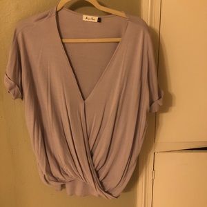 V-Neck Drape Top in Dusty Lavender